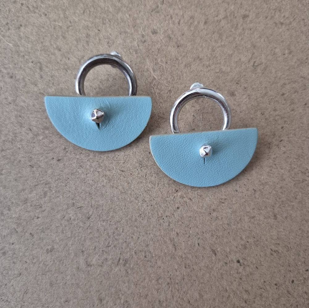 Stella & Dot Front Facing Hoop Earrings With Reversible Leather